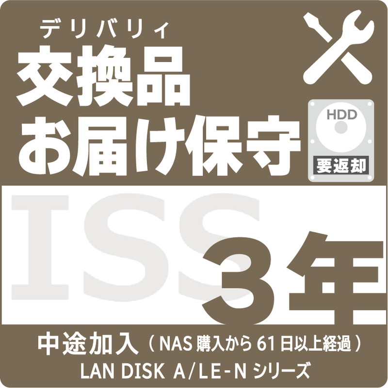 ISS-NHA-ST3／NAS用交換品お届け（デリバリィ）保守3年 AFTER加入